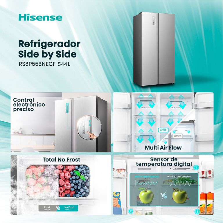 Hisense Refrigerador Side By Side 544 Litros No frost RS3P558NECF