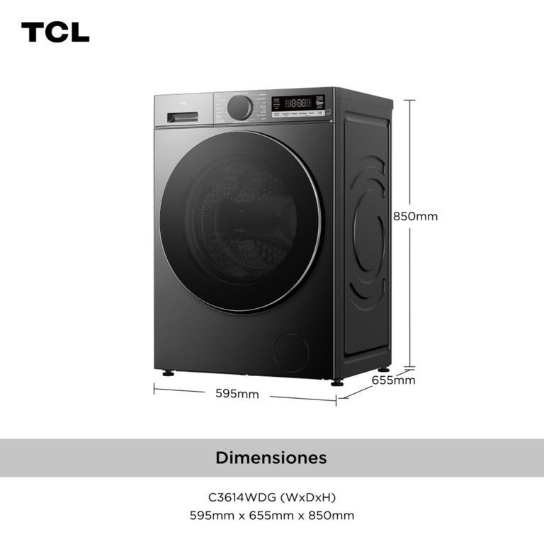 Tcl Lavadora Secadora 13.5Kg/8Kg Titanio Smart Wifi C3614WDG