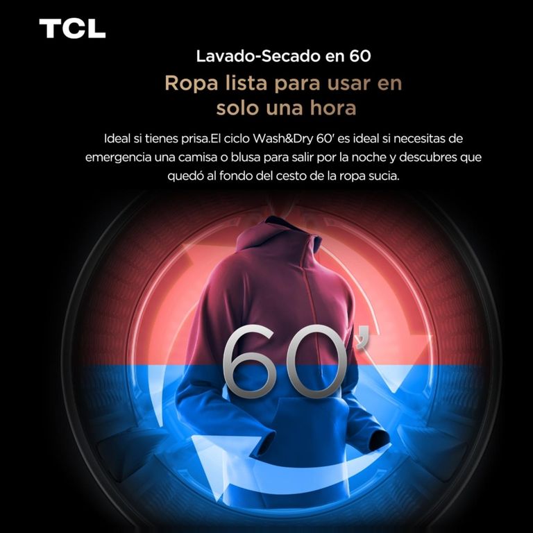 Tcl Lavadora Secadora 13.5Kg/8Kg Titanio Smart Wifi C3614WDG