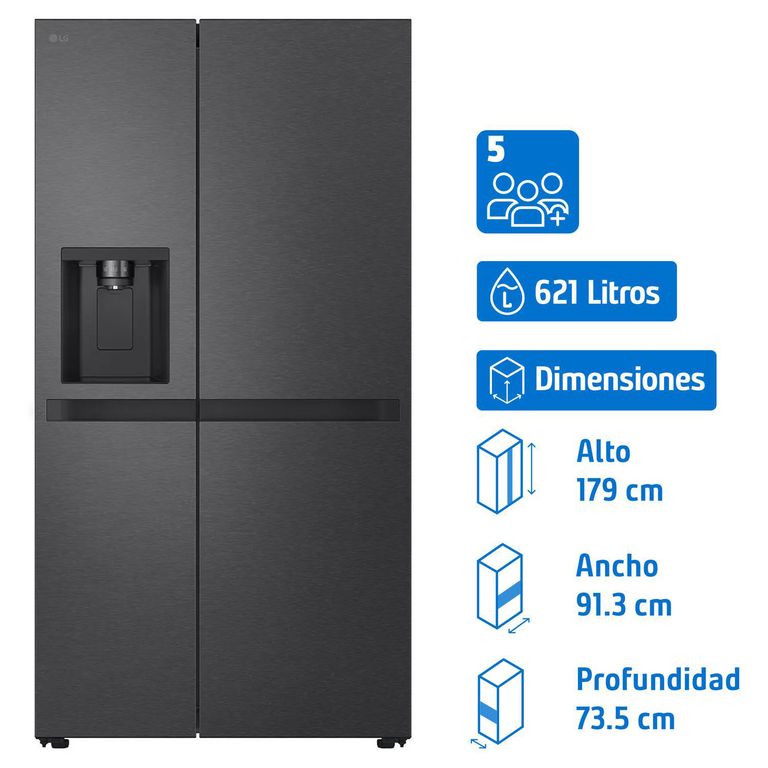 Lg Refrigerador Side by Side No Frost 621 Litros Negro GS66SPM