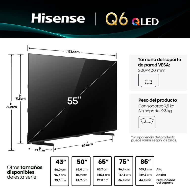 Hisense Qled Smart Tv 55 Q6Qv 4K