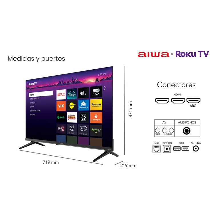 Aiwa Smart Tv 32 Hd Wifi Sistema Roku Tv