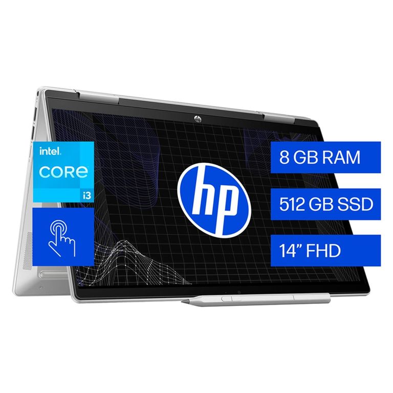 Hp Notebook Pavilion x360 14-ek1013la Intel Core i3 8 GB RAM 512 GB SSD, 14" Táctil +Lápiz
