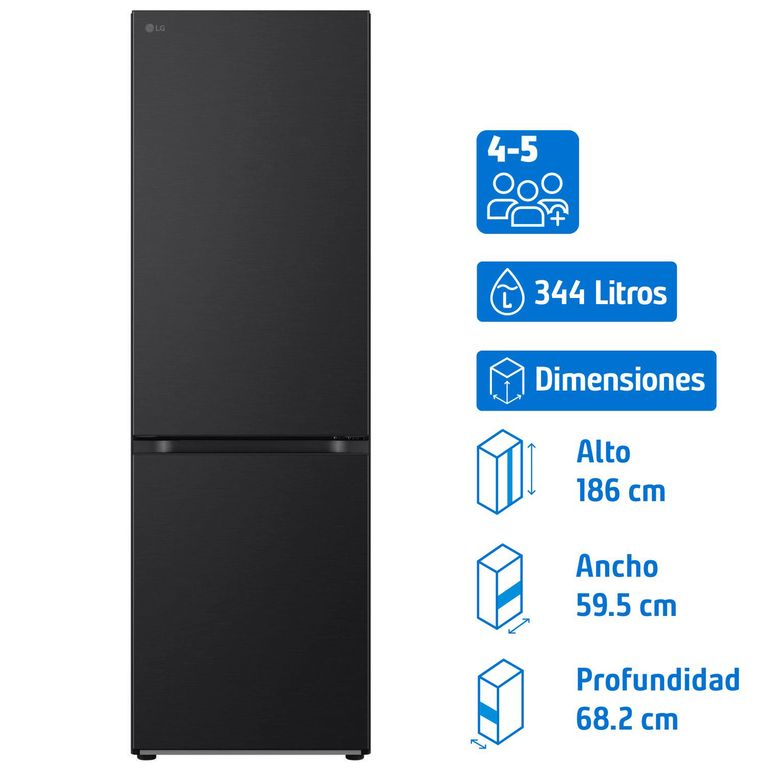 Lg Refrigerador Bottom Freezer No Frost 344 Litros Negro GB37BPT