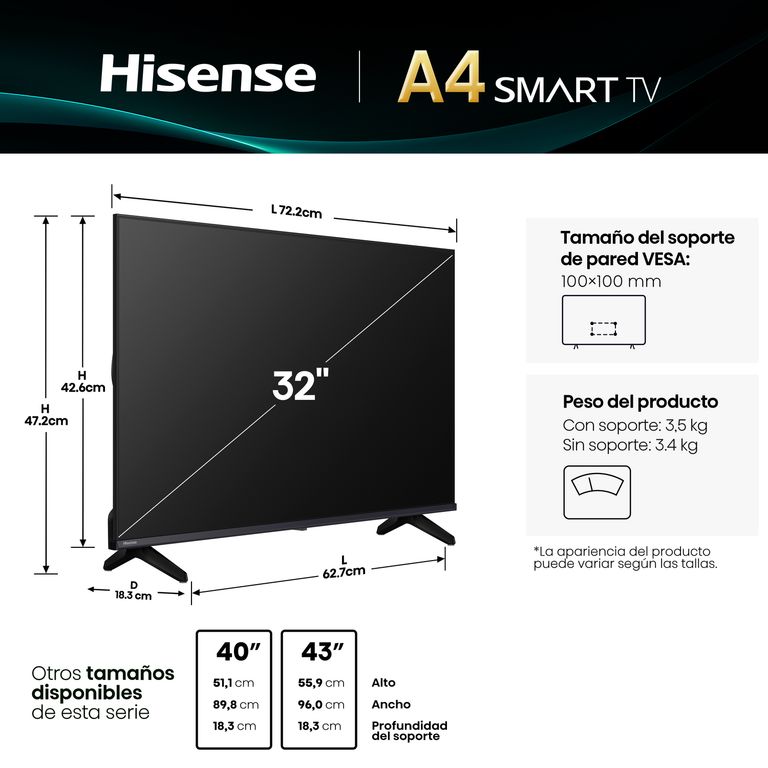 Hisense Led Smart Tv 32 A4Nv Hd