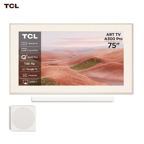 Tcl Smart TV 75" QLED ART TV A300W Pro + Soundbar y Subwoofer