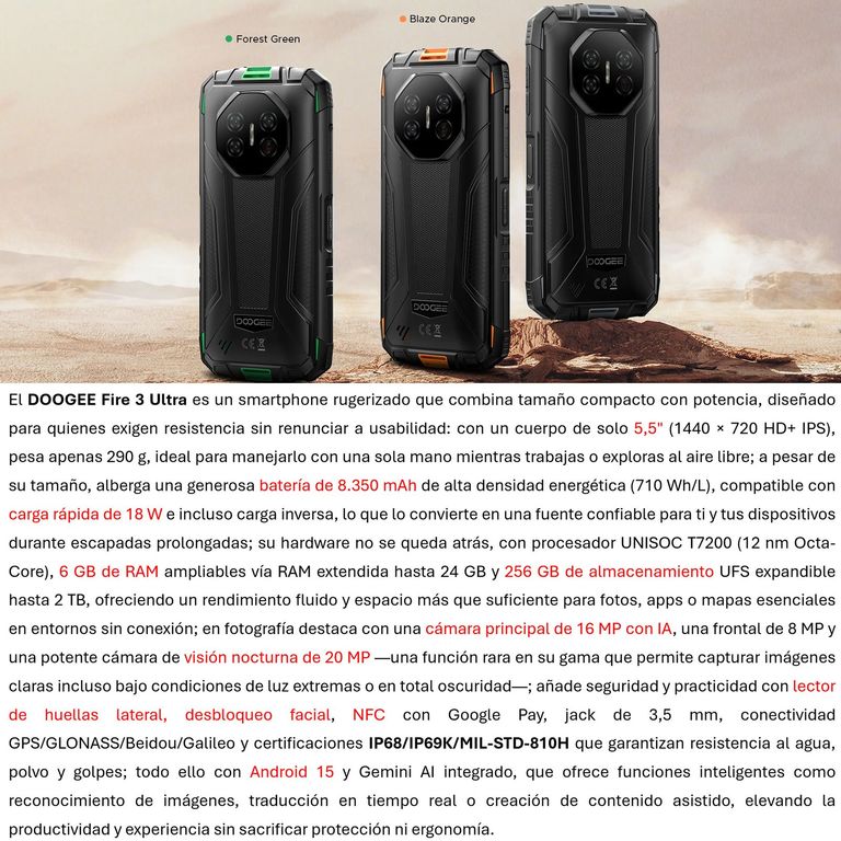Doogee Fire 3 Ultra Celular Resistente, Pantalla 5.5 pulgadas con Cámara Nocturna