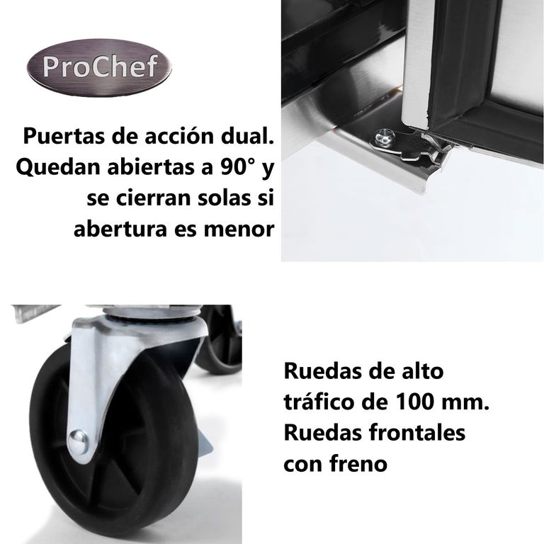 Prochef Refrigerador Dual Industrial 1380 lt. Acero Inox.