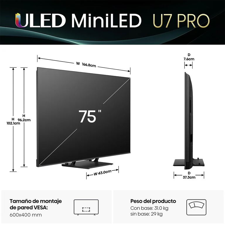 Hisense Televisor 75" ULED 4K GoogleTV 75U7QG PRO