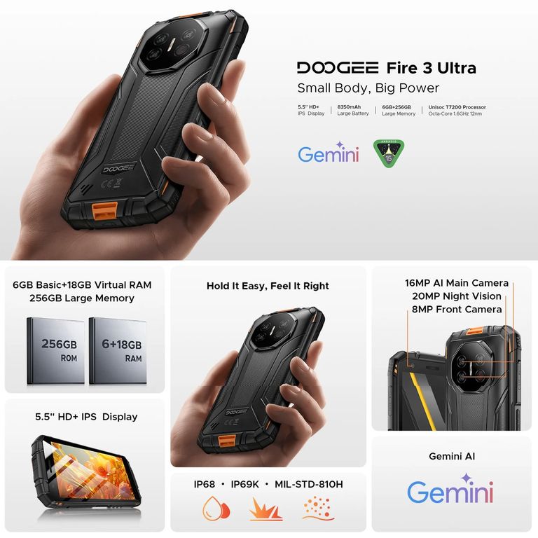 Doogee Fire 3 Ultra Celular Resistente, Pantalla 5.5 pulgadas con Cámara Nocturna