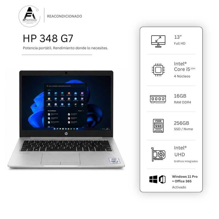 Hp Notebook 348 G7 I5 10th 16GB 256GB Intel Uhd– Edición Exclusiva –Win Office– Rea